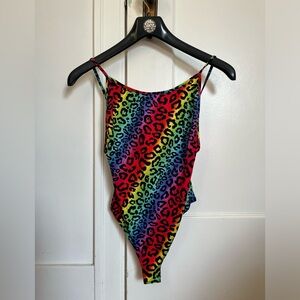 Rainbow Leopard Print Bodysuit by BEAR DANCE - Size Small